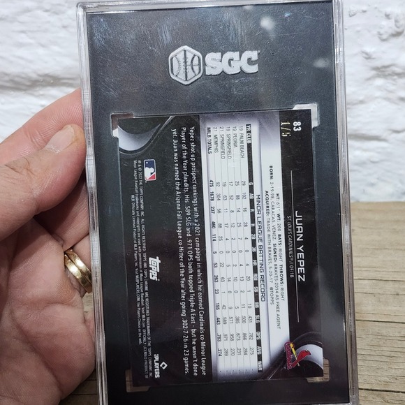 2022 Topps Chrome Black‎ Juan Yepez #83 Red Refractor 1/5 SGC 10 Rookie Card - Picture 7 of 11